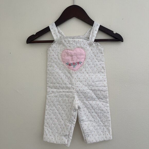 Vintage Handmade Quilted Lacy Embroidered Grandma’s Girl Overalls- Sz 3-6M - Picture 1 of 8